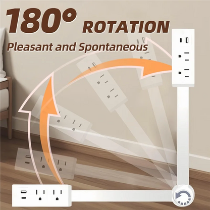 B14C Electric Outlet Extender Stick with 180° Rotation-Extendable Length(22" to 27"), USB-C& USB-A Ports-Us Plug Home, Office Us