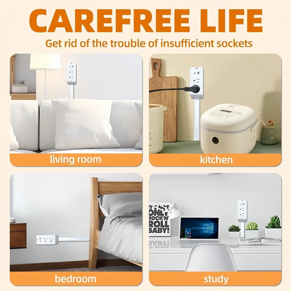 B14C Electric Outlet Extender Stick with 180° Rotation-Extendable Length(22" to 27"), USB-C& USB-A Ports-Us Plug Home, Office Us